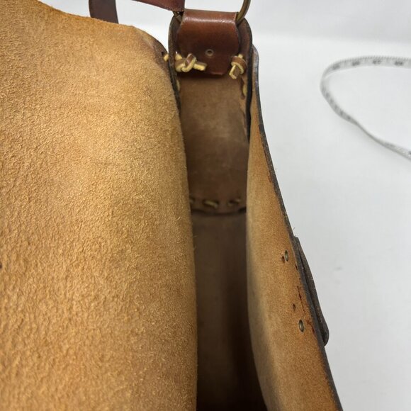 Vintage handmade leather shoulder bag stitching floral 1970s tooling - Picture 16 of 16